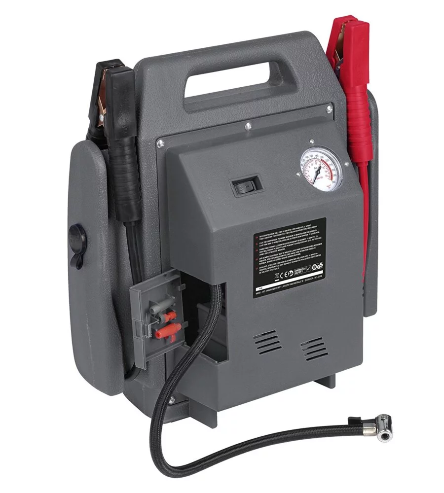 POWER STATION STARTER 4 IN 1 COMPRESSORE E AVVIATORE PORTATILE AUTOMOBILI 12 V 900A 17 BAR